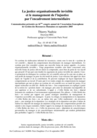 La justice organisationnelle invisible et le management de l’injustice par l’encadrement intermédiaire