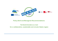 Policy Brief and Managerial Recommendations: Territorial brands as a tool for a collaborative, sustainable and circular Alpine region