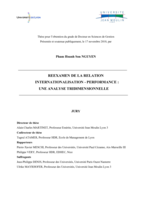 Réexamen de la relation internationalisation - performance: une analyse tridimensionnelle