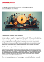 Keeping Control: Family Businesses’ Winning Strategy in Commercializing Innovations