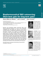 Biopharmaceutical R&D outsourcing: Short-term gain for long-term pain?