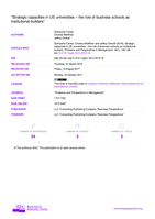 Strategic capacities in US universities: the role of business schools as institutional builders