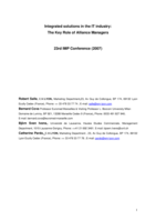 Integrated solutions in the IT industry: The Key Role of Alliance Managers