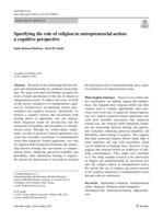 Specifying the role of religion in entrepreneurial action: A cognitive perspective