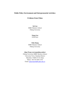 Public Policy Environment and Entrepreneurial Activities: Evidence from China