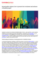 Beyond public relations: how to promote the recruitment and inclusion of disabled people?