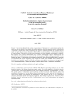 Institutionnalisation des régimes de gouvernance et rôle des institutions socles: le cas de la cogestion allemande