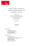 Symbols, Actors, and Artifacts: Towards a Semiotic Perspective on Institutional Analysis