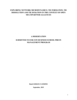 Exploring Network Microdynamics: Tie Formation, Tie Dissolution and Tie Duration in The Context of Open Multipartner Alliances