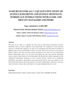 Same rules for all?: A qualitative study of justice judgments and justice motives in workplace interactions with close and distant managers and peers