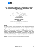 Effet modérateur de la présence d’administrateurs salariés sur la relation actionnariat salarié – performance: une analyse empirique