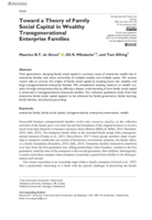Toward a Theory of Family Social Capital in Wealthy Transgenerational Enterprise Families