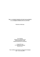 De la logique dominante de management à la logique dominante d’activité