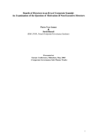 Boards of Directors in an Era of Corporate Scandal: An Examination of the Question of Motivation of Non-Executive Directors