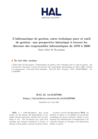 L'informatique de gestion, entre technique pure et outil de gestion: une perspective historique à travers les discours des responsables informatiques de 1970 à 2000