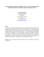 Le retour de mobilité internationale: quel transfert de compétences de l’individu vers l’organisation ?