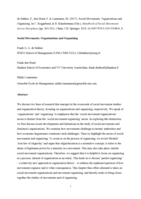 Social Movements: Organizations and Organizing