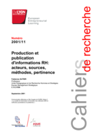 Production et publication d'informations rh: Acteurs, sources, methodes, pertinence