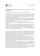 Entrepreneuriat et Résilience: pour une expression de la diversité des parcours d'entrepreneurs