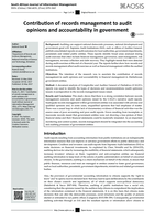 Contribution of records management to audit opinions and accountability in government