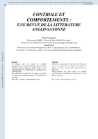 Contrôle et comportements: une revue de la littérature anglo-saxonne