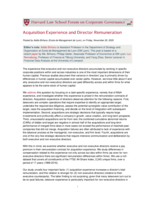 Acquisition Experience and Director Remuneration