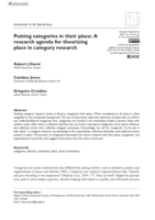 Putting categories in their place: A research agenda for theorizing place in category research