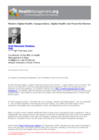 Modern Digital Health: Inaugurations, Digital Health and Powerful Women