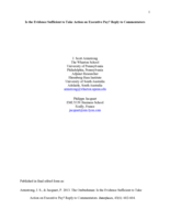 The Ombudsman: Is the Evidence Sufficient to Take Action on Executive Pay?: Reply to Commentators