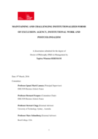 Maintaining and Challenging Institutionalized Forms of Exclusion: Agency, Insitutional Work and Postcolonialism
