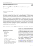 Customer insights for innovation: A framework and research agenda for marketing
