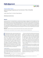 Understanding Entrepreneurial Commitment: A Test of Side-Bet Theory
