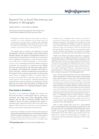 Research ties as social tales: About intimacy and distance in ethnography (Unplugged)
