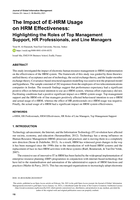 The Impact of E-HRM Usage on HRM Effectiveness: Highlighting the Roles of Top Management Support, HR Professionals, and Line Managers
