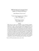 ERP Introduction by Foreign Firms: Impact of Cultural Differences