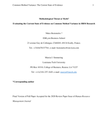 Methodological threat or myth?: Evaluating the current state of evidence on common method variance in human resource management research