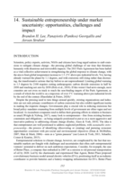 Sustainable entrepreneurship under market uncertainty: Opportunities, challenges and impact