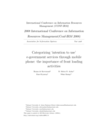 Categorizing ‘Intention to Use’ E-Government Services Through Mobile Phone: The Importance of Front Loading Activities