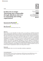 It takes two to tango: Theorizing inter-corporeality through nakedness and eros in researching and writing organizations