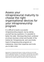 Assess your intrapreneurial maturity to choose the right organisational devices for your intrapreneurship program