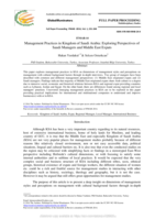 Management Practices in Kingdom of Saudi Arabia: Exploring Perspectives of Saudi Managers and Middle East Expats