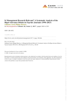 Is management research relevant ?: A systematic analysis of the rigor-relevance debate in top-tier journals (1994–2013)