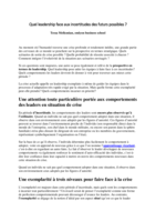 Quel leadership face aux incertitudes des futurs possibles ?