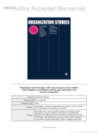 Meaningful work through craft: How workers in low-skilled roles engage in anomalous craft to gain autonomy and receive recognition