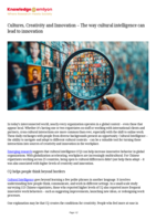 Cultures, Creativity and Innovation: The way cultural intelligence can lead to innovation
