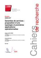 Garanties de services: Proposition d'une typologie et premieres applications operationnelles