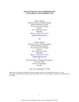 The Psychology of Entrepreneurs: A Self-regulation Perspective