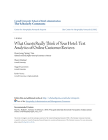 What Guests Really Think of Your Hotel: Text Analytics of Online Customer Reviews