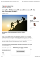 Innovation et Intrapreneuriat : les précieux conseils des chercheurs aux managers