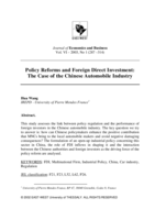 Policy reforms and foreign direct investment: the case of the chinese automobile industry
